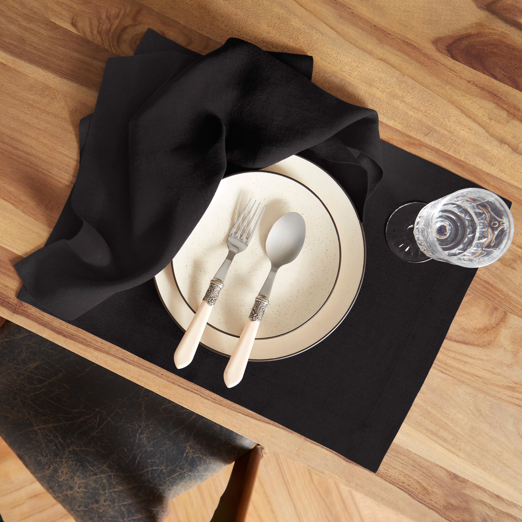 Premium Black Linen Dinner Napkins 20