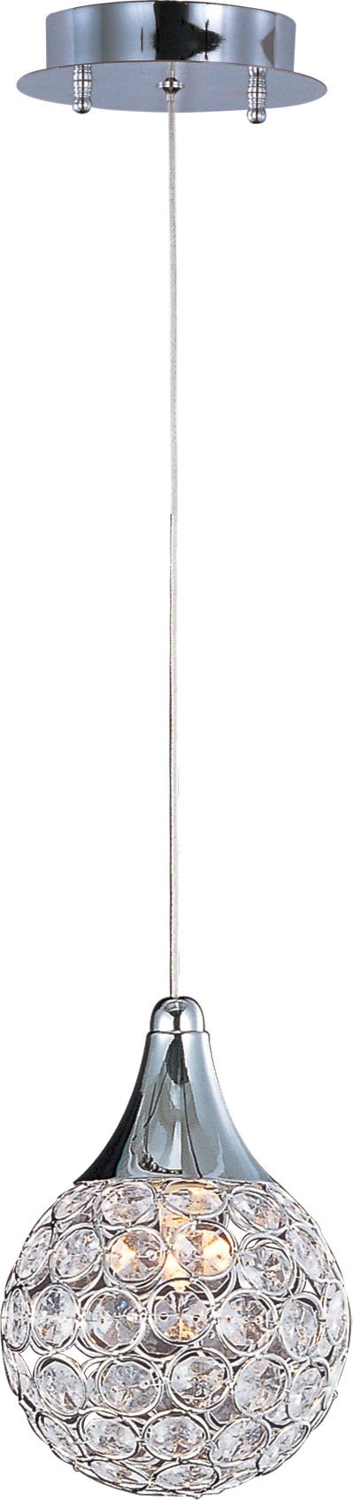 Modern Crystal Mini Pendant Light - 1-Light Xenon 40W, Chrome for Dining Room