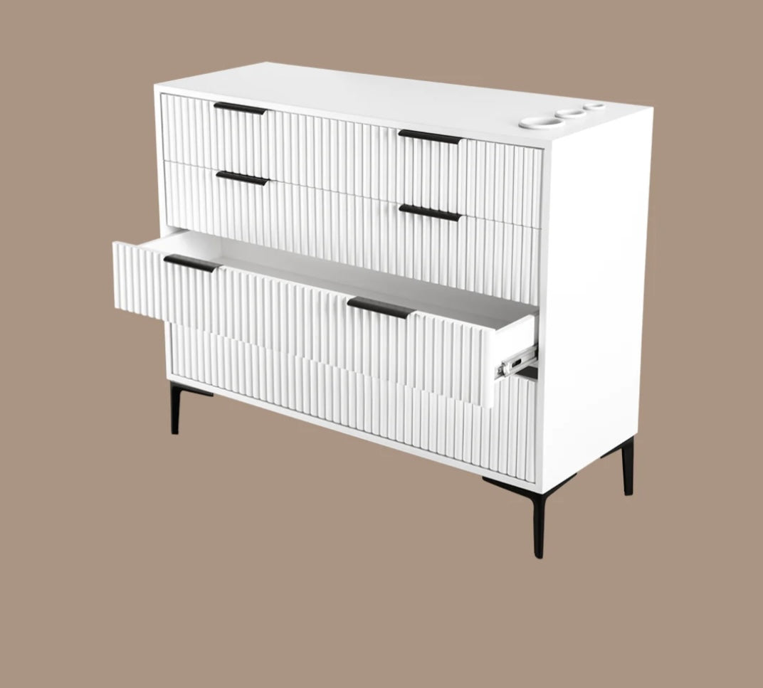 Nouveau Tambour Styling Station - Professional Hair Styling Vanity with Mirror & Storage for Salon, Home, and Travel Use