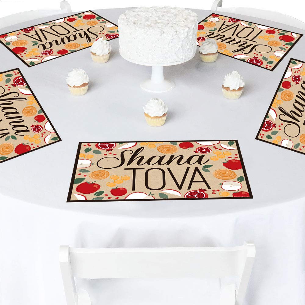 Big Dot of Happiness Rosh Hashanah Party Table Decorations - 16-Piece Jewish New Year Placemats Set for Holiday Dining & Festive Celebrations