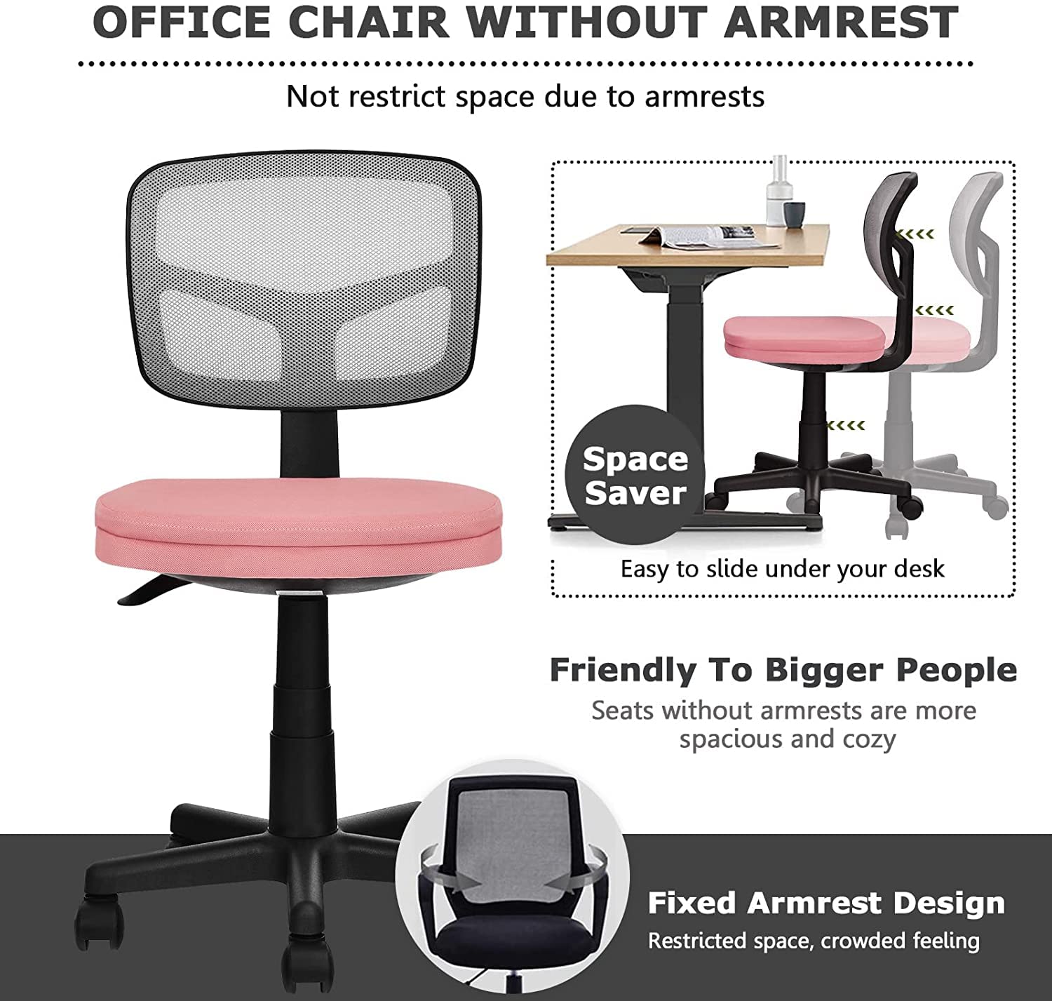 LUARANE Kids Desk Chair - Adjustable Height Low Back Office Chair with Ergonomic Y-Shaped Support for Children's Study & Gaming - Perfect for Bedroom, Living Room & Kids Room