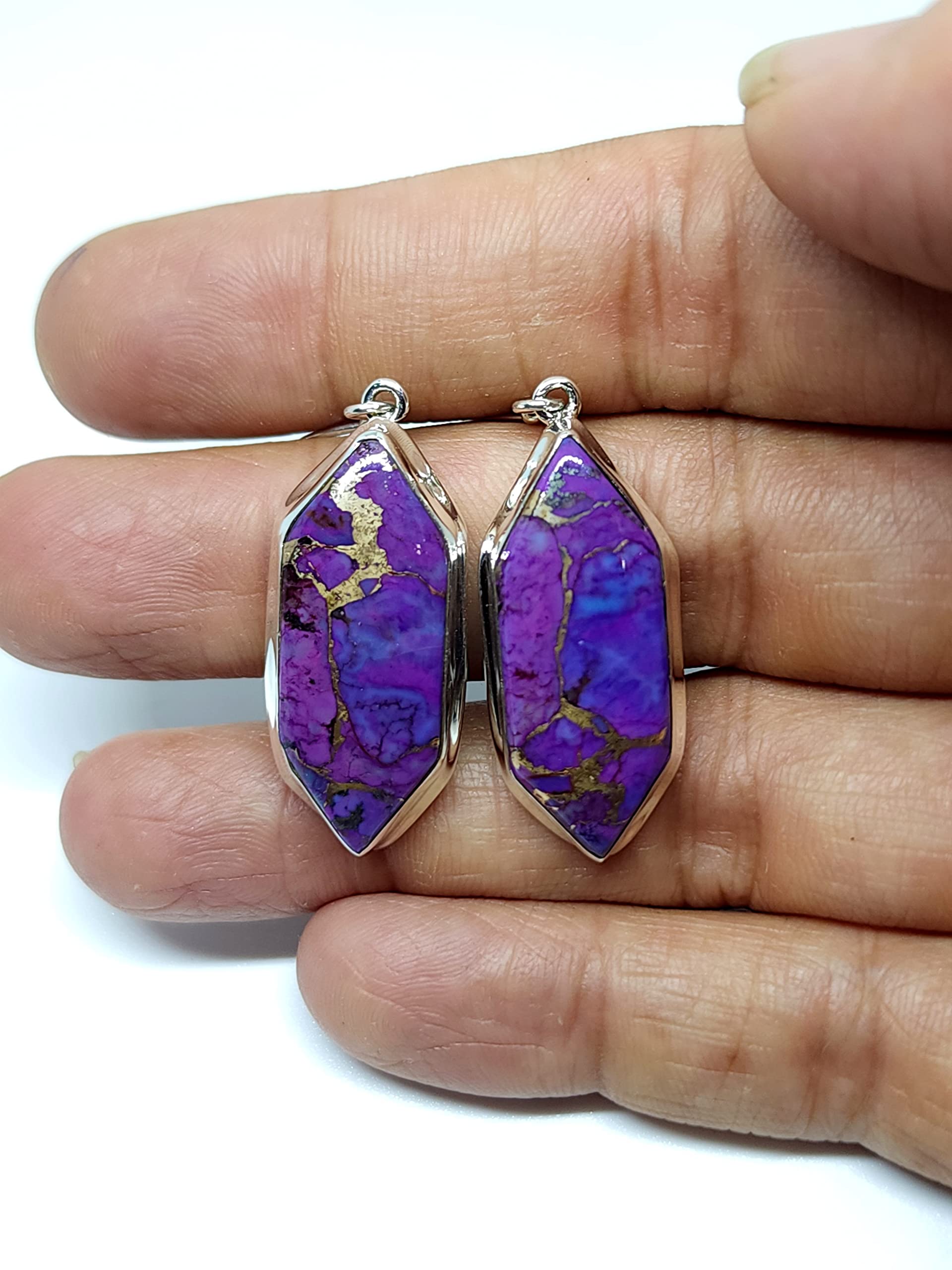 Purple Turquoise Silver Earrings for Women - Elegant Drop Dangles for Gifts & Parties
