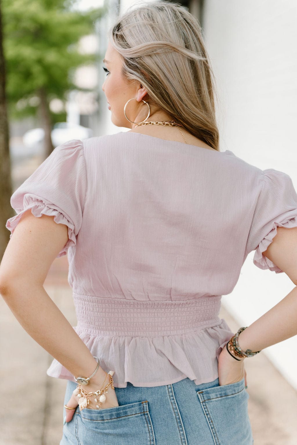 Lilac Eyelet Lace Square Neck Blouse for Women - Floral Embroidered Summer Top - Perfect for Office, Date Night & Special Occasions