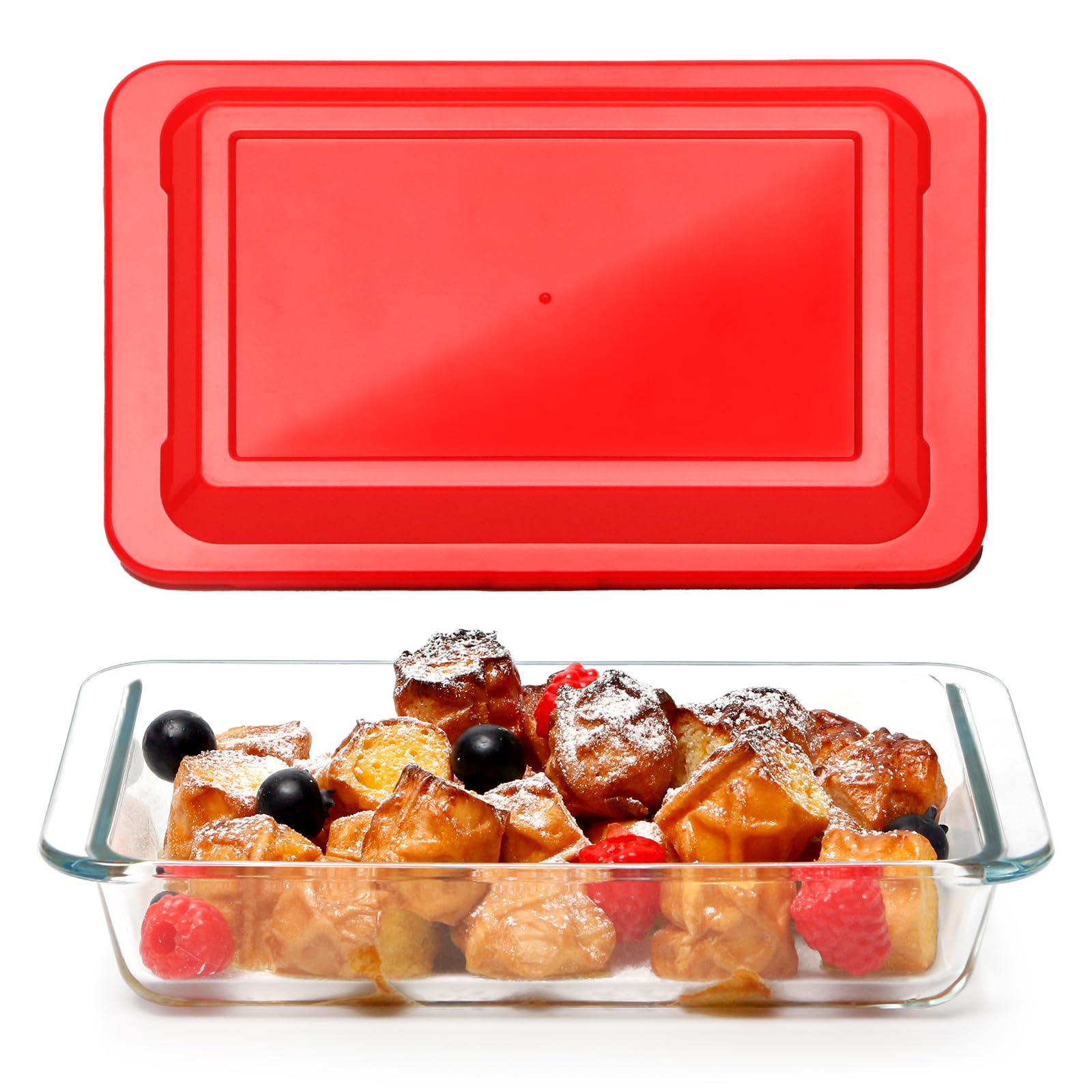 1.1 QT Glass Baking Dish with Lid - Oven Safe Rectangular Bakeware Set for Cooking, Baking & Serving - Perfect for Casseroles, Lasagna, Desserts & Meal Prep
