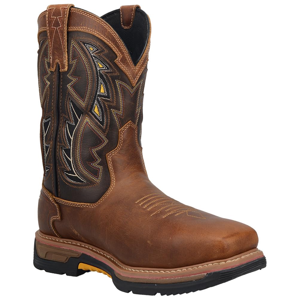 Dan Post Men's Warrior Composite Toe Work Safety Shoes - Brown Leather Steel Toe Boots for Construction, Warehouse & Outdoor Work