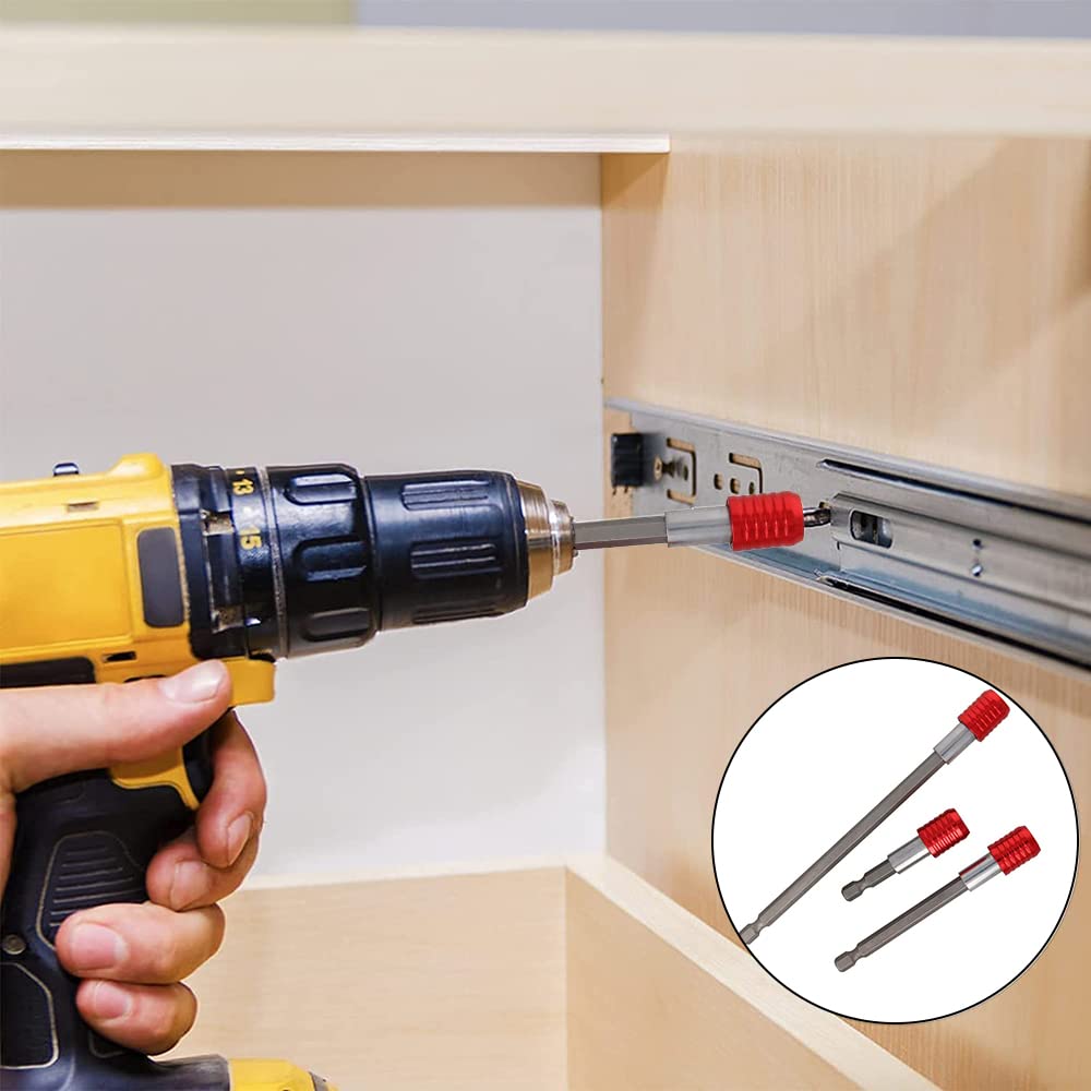 Utoolmart Magnetic Hex Screwdriver Bit Holder - 1/4 Inch Hexagon Drill Extension for Power Tools (2.4/4/6 Inch Length, 3-Piece Set, Red) - Perfect for DIY Projects, Home Repairs & Professional Construction Work