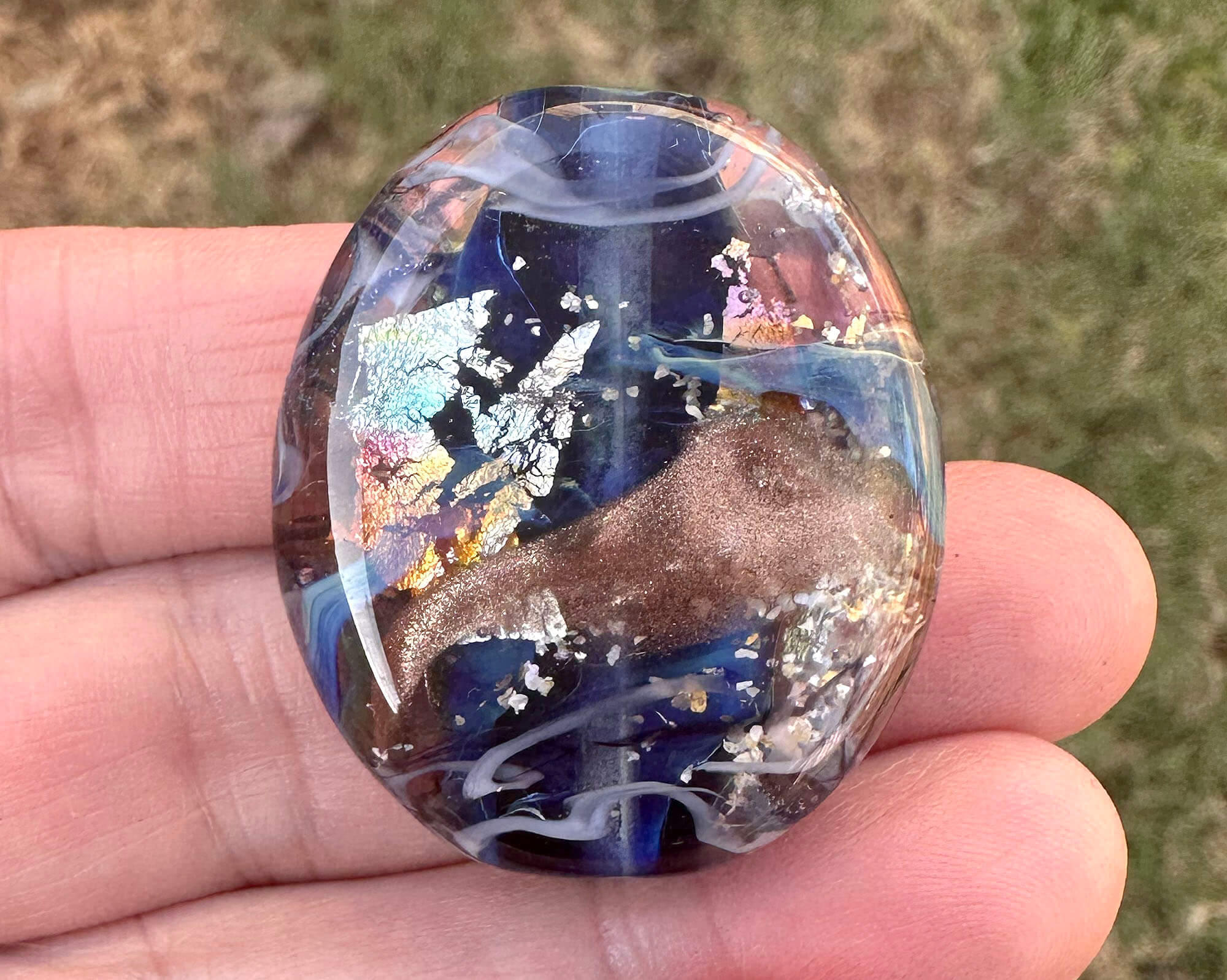 Handmade Electric Blue Lampwork Glass Focal Bead - Perfect for Jewelry Making, DIY Crafts & Beading Projects | SRA Certified Artisan Bead