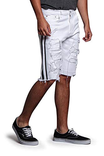 2 Stripe Ripped White/Black