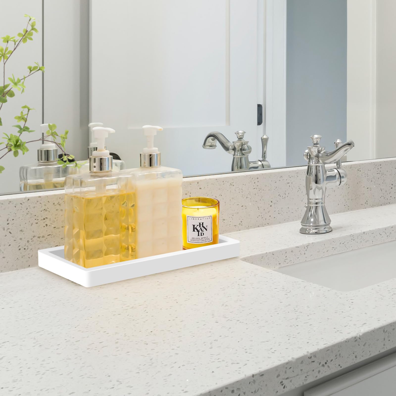 EGWON Shatterproof Silicone Bathroom Vanity Tray - Thick Non-Slip Soap Dispenser & Perfume Organizer for Toilet Tank or Dresser Top | Perfect for Bathroom Counter, Sink, and Vanity Organization