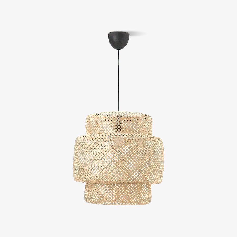 Handmade Bamboo Pendant Light Fixture - Natural Wood Ceiling Lamp for Kitchen Island, Dining Room & Bedroom Decor