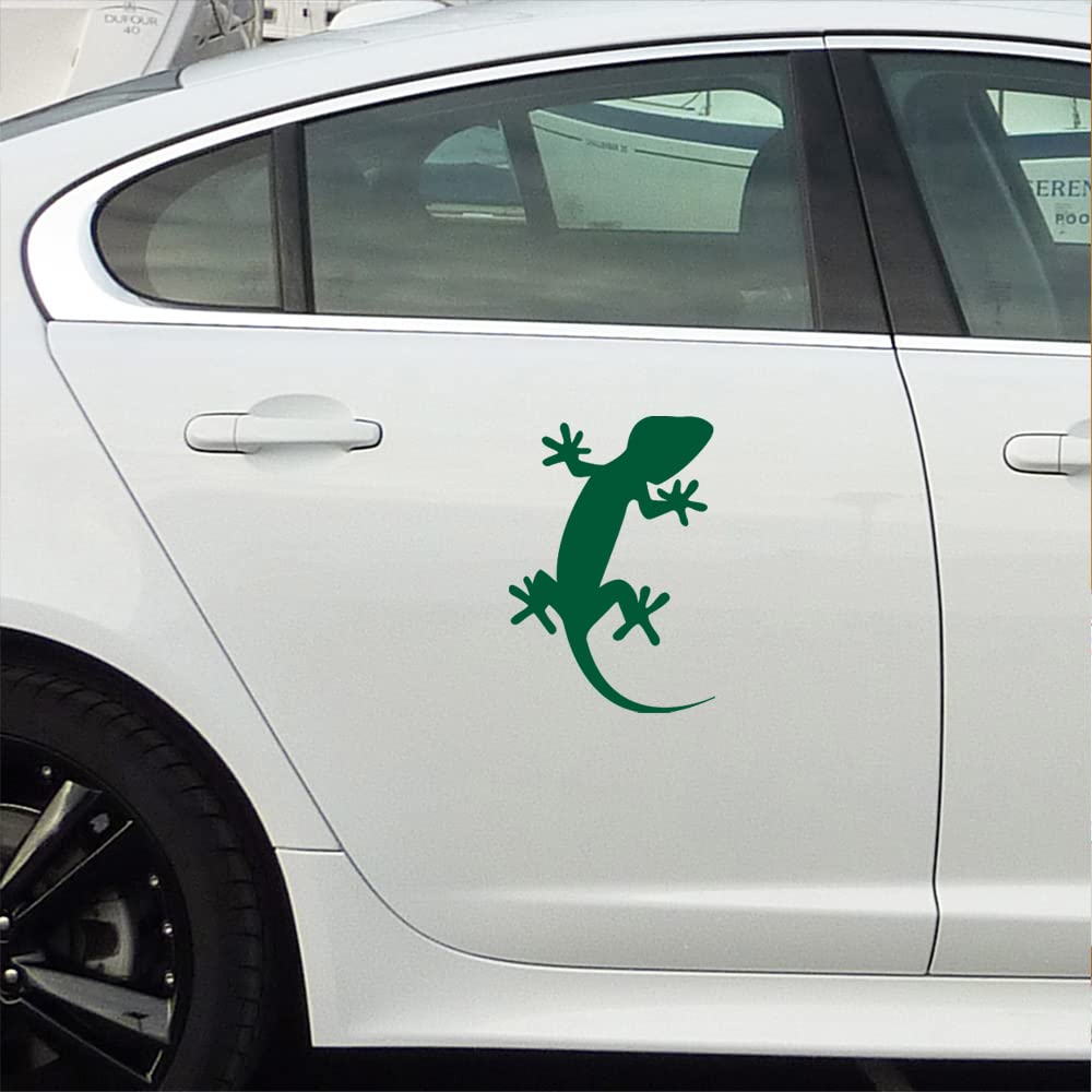 Premium Waterproof Vinyl Gecko Lizard Decal Stickers (Set of 2, Green) - Durable Adhesive for Laptop, Phone, Helmet, Car Window, Bumper, Mug, Cup, Door & Wall Decoration - Perfect for Home, Office, School & Outdoor Use