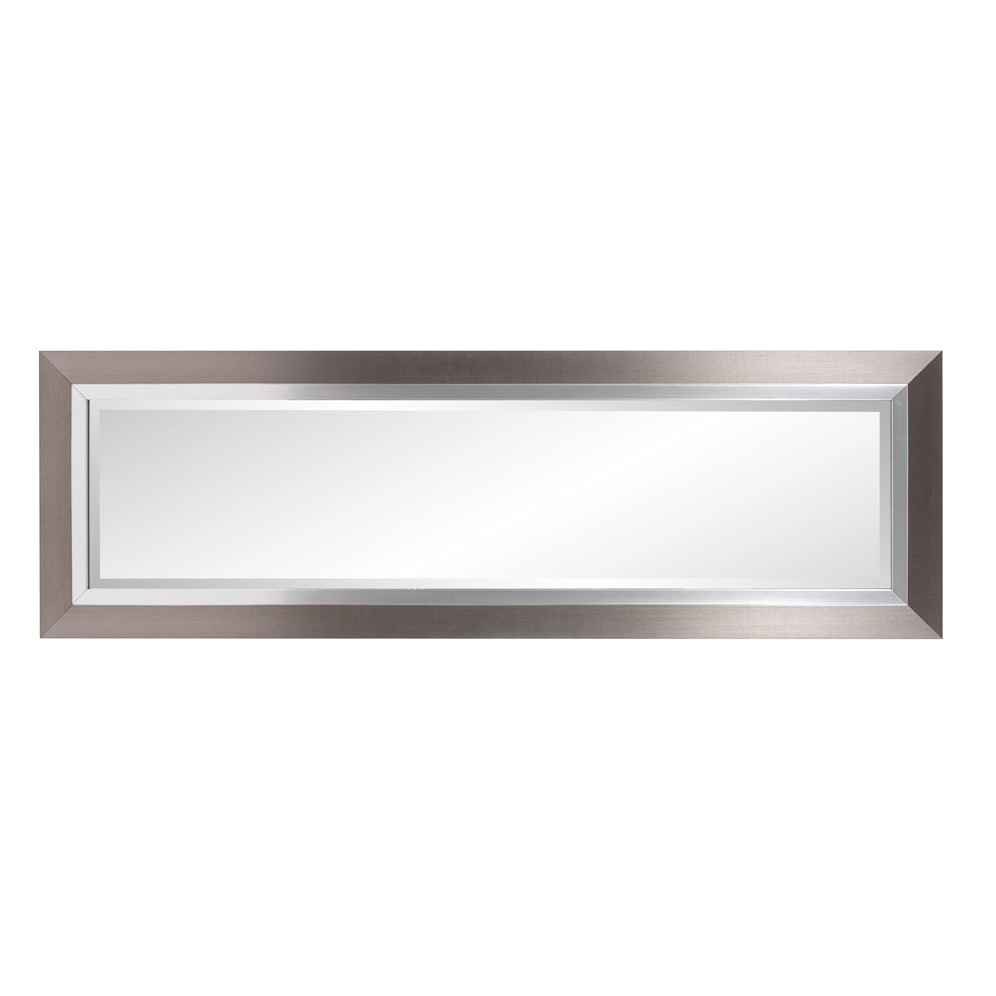 Howard Elliott Chicago Tall Wall Mirror - 18x54 Inch Brushed Silver Nickel Resin Frame, Rectangular Hanging Mirror for Living Room, Entryway, Bedroom & Bathroom - Perfect for Home Decor, Vanity & Entryway Lighting