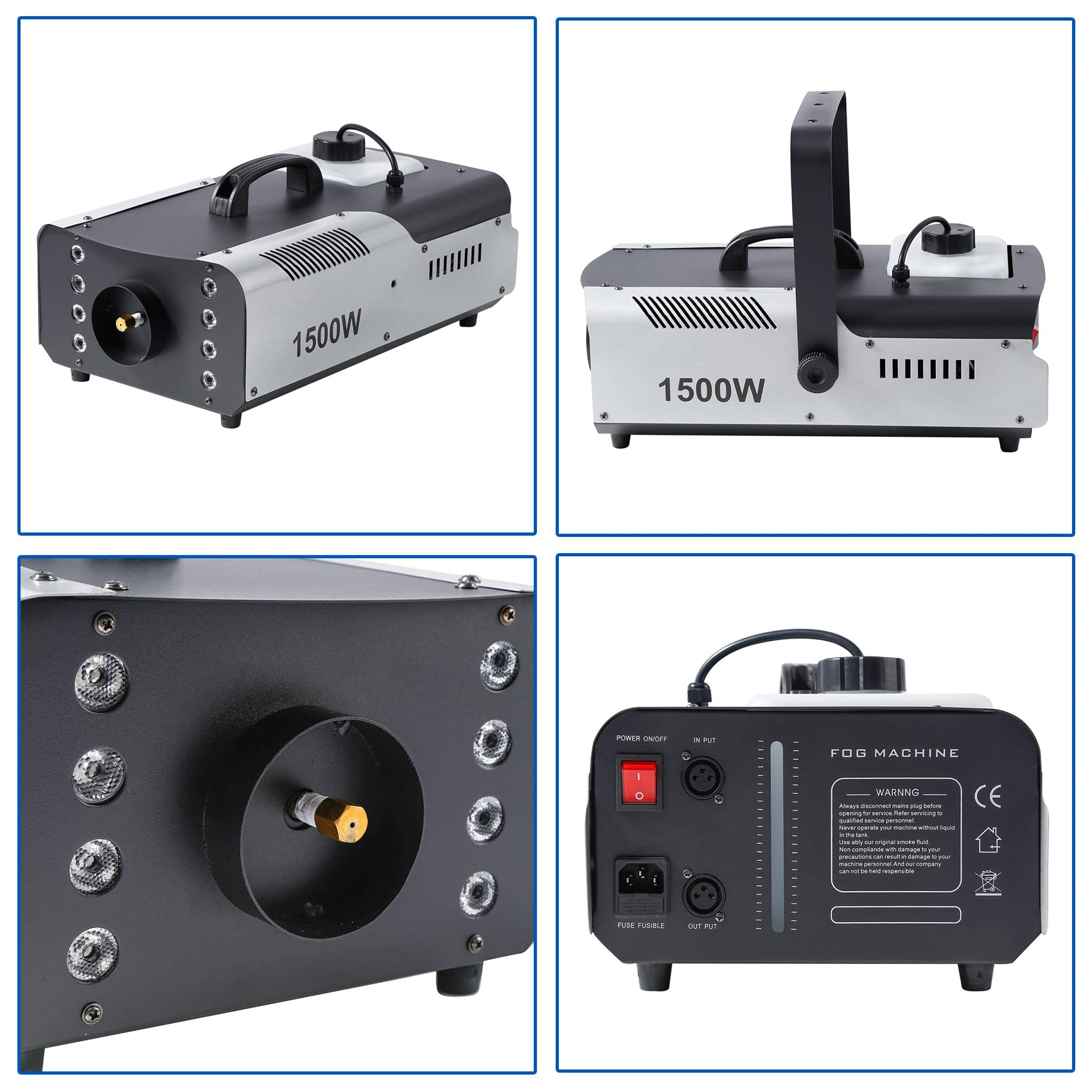 1500W TCFUNDY Fog Machine with RGB 8 LED Lights & Remote Control - Perfect for DJ Shows, Halloween Parties, Wedding Events, and Stage Performances