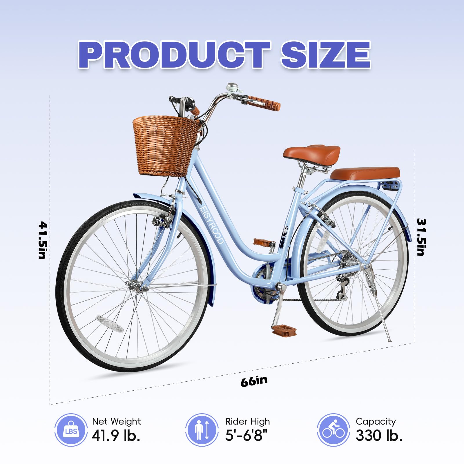 26 Inch Women's 7-Speed Hybrid Beach Cruiser Bike - Lightweight Commuter Bicycle with Adjustable Seat, Anti-Skid Tires & V-Brakes - Perfect for Beach Rides, City Commuting & Leisure Cycling