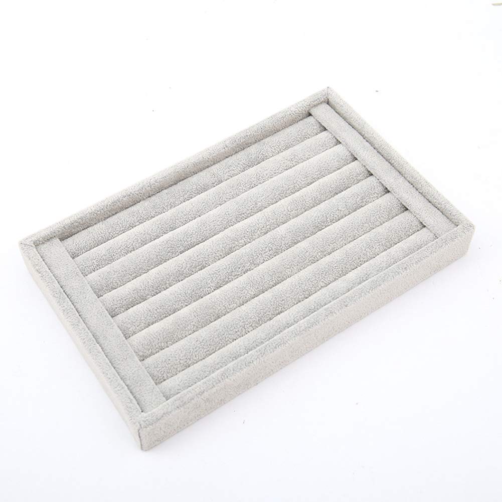 Velvet Jewelry Display Tray - 1-2 Piece Ring & Earring Organizer Box with Soft Lining, 8.86 x 5.7 x 1.2 Inches (Gray) - Perfect for Jewelry Store, Boutique & Home Vanity Organization