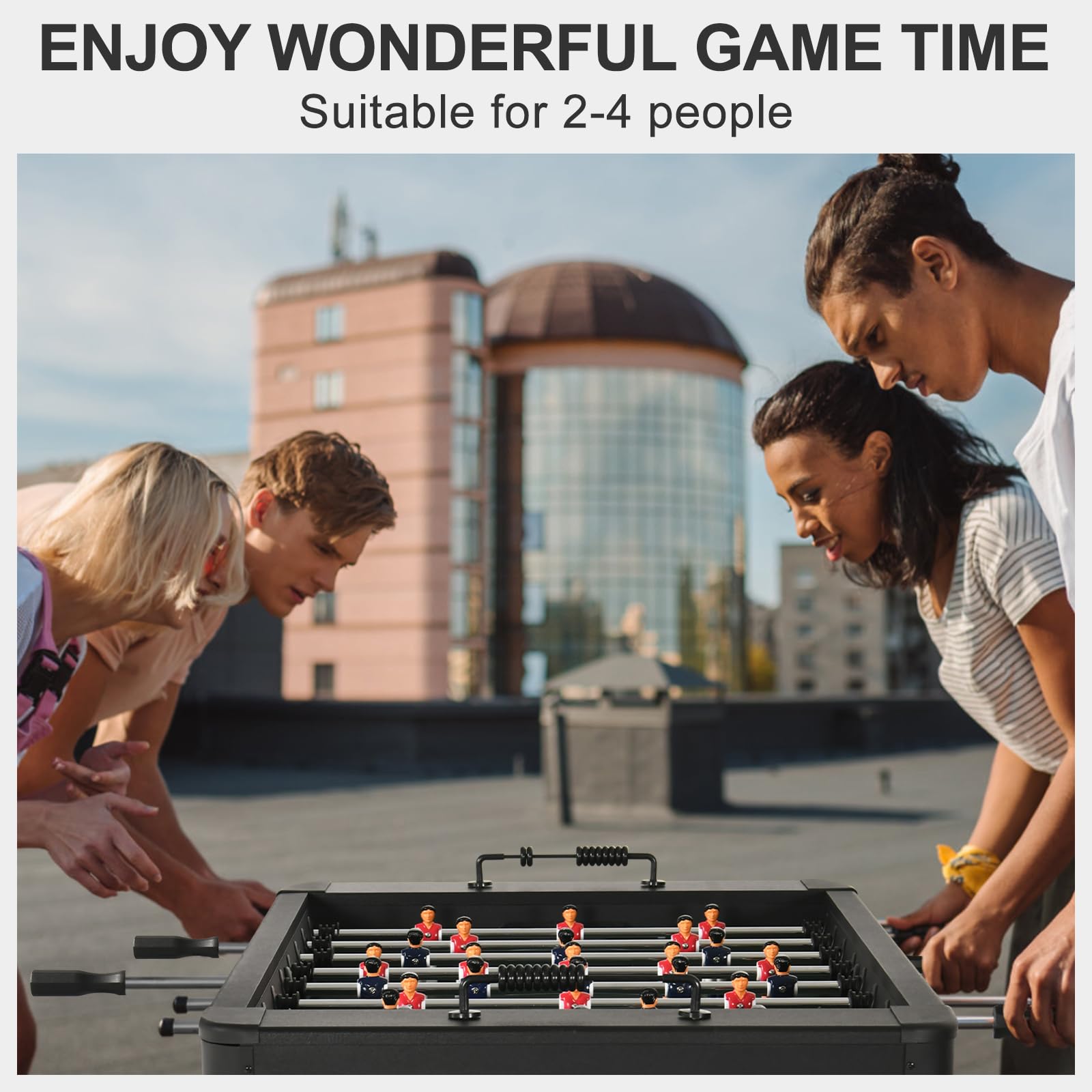 RAYKEEPF 58-Inch Professional Foosball Table for Adults & Kids - Competition Soccer Table Game with 2 Balls, Leg Levelers & Heavy-Duty Legs - Perfect for Home Game Rooms, Parties & Arcades
