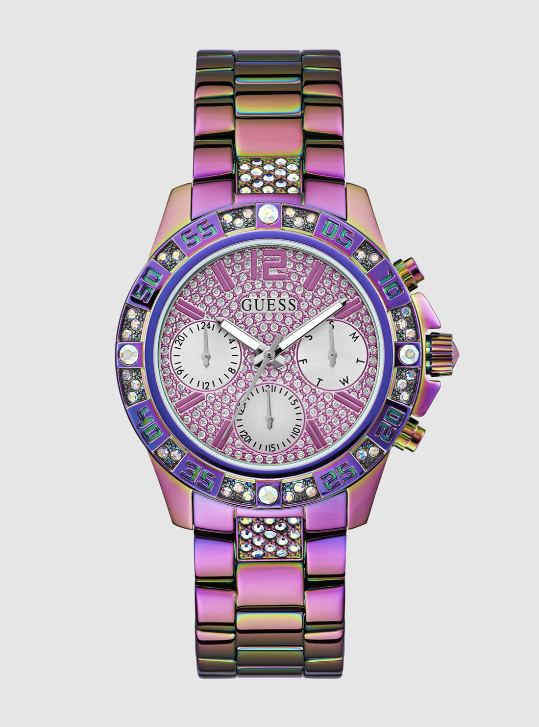 Iridescent Majesty Link Watch - Elegant Stainless Steel Women's Wristwatch for Formal Events & Everyday Wear