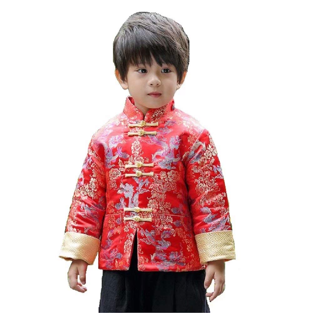 Traditional Chinese Boys Costume - Embroidered Quilted Coat for Kids | Chinese New Year Outfit & Spring Festival Clothing | Perfect for Cultural Events, Festivals, and Photo Shoots