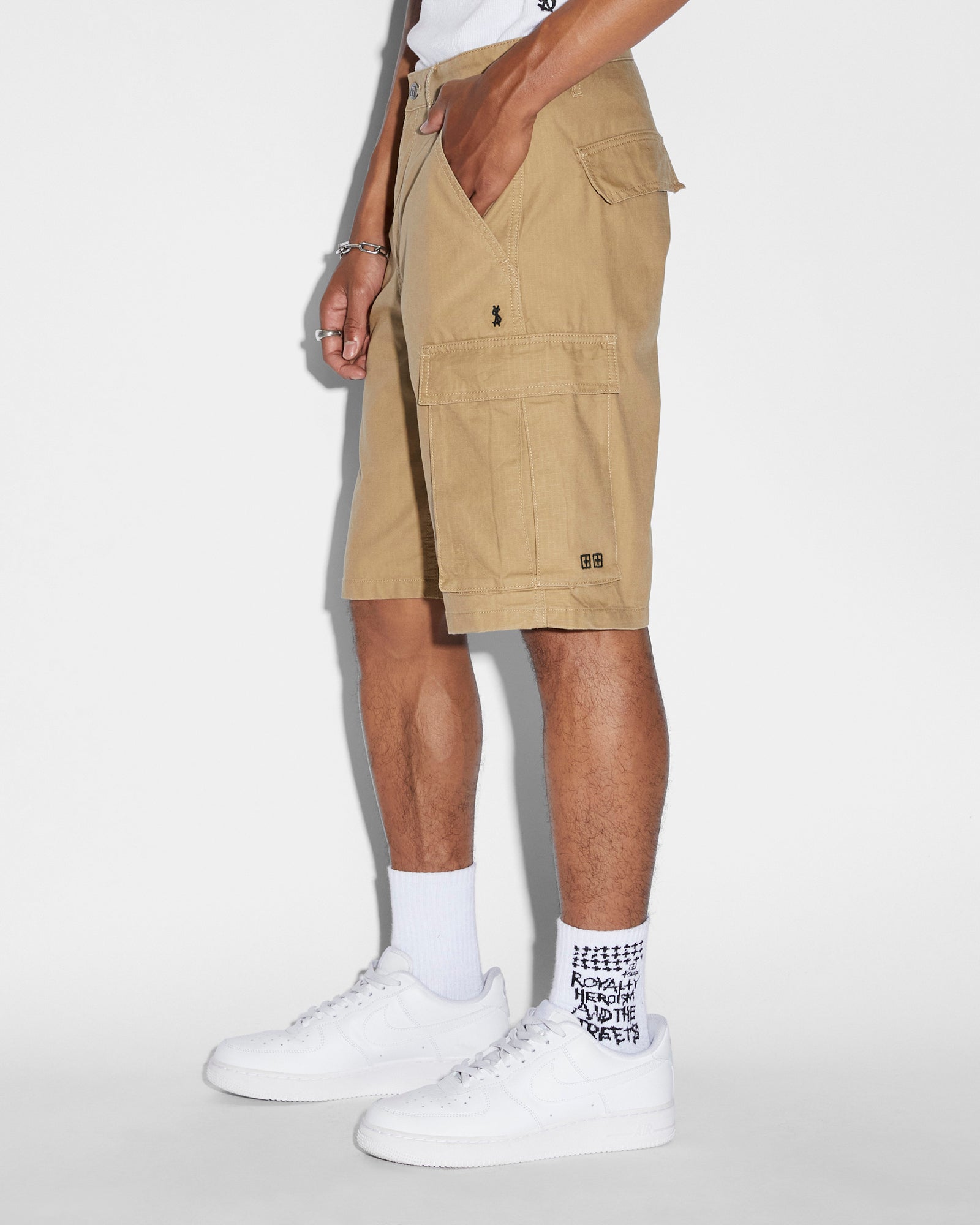 Fugitive Cargo Shorts for Men - Dark Tan Tactical Workout Hiking Outdoor Adventure Pants - Durable Comfortable Casual Wear