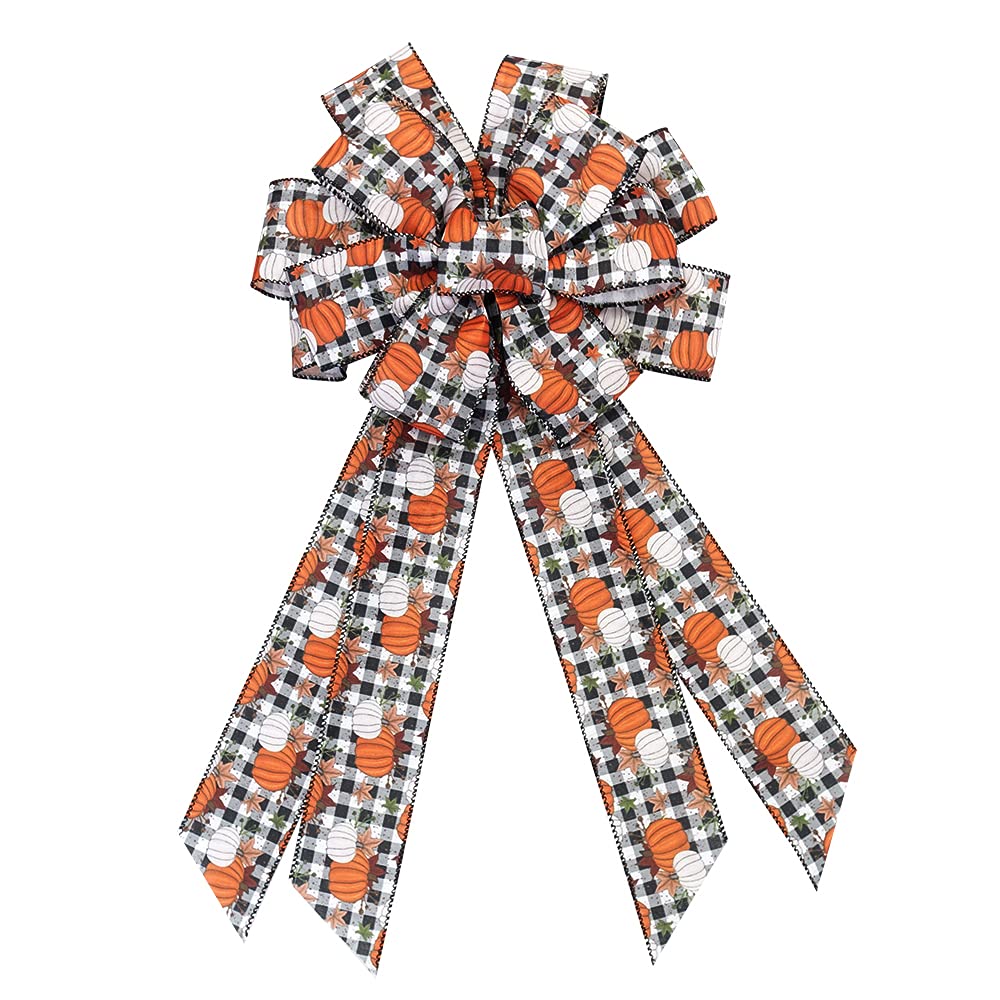 Fall Bows for Wreaths - Buffalo Plaid Thanksgiving Decor for Doors