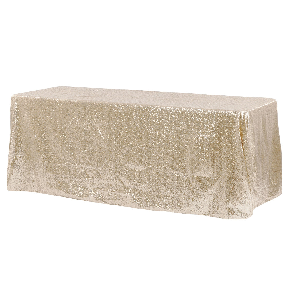 Glitz Sequin 90x132 Rectangular Tablecloth - Champagne Gold Sparkly Party Table Cover for Weddings, Birthdays & Holiday Decorations