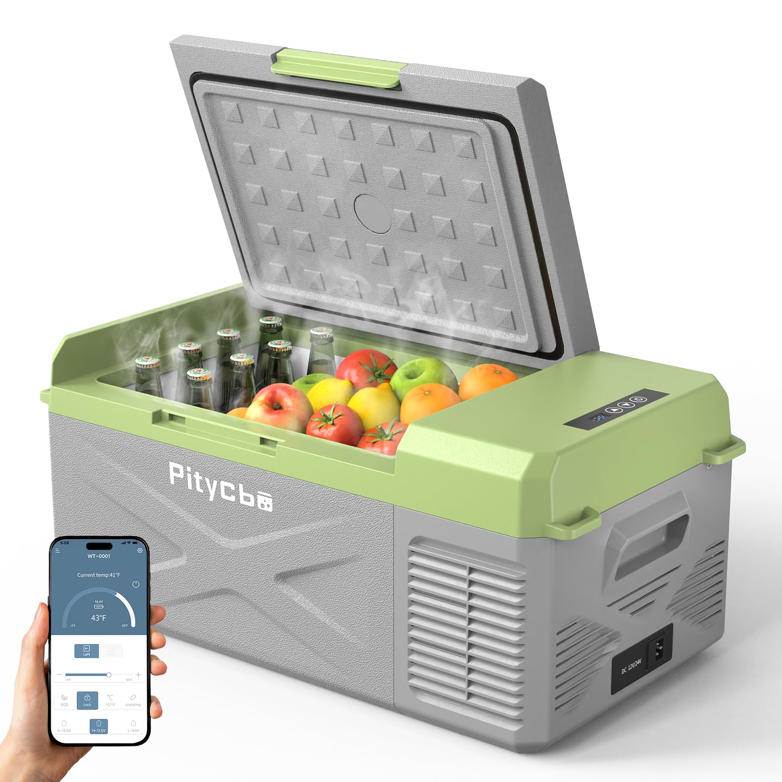12V Portable Car Refrigerator - 17 Quart Compressor Cooler Freezer (-4°F to 68°F) for Truck, RV, Camping & Travel | Dual Power 12/24V DC & 100-240V AC | Perfect for Road Trips, Picnics & Outdoor Adventures