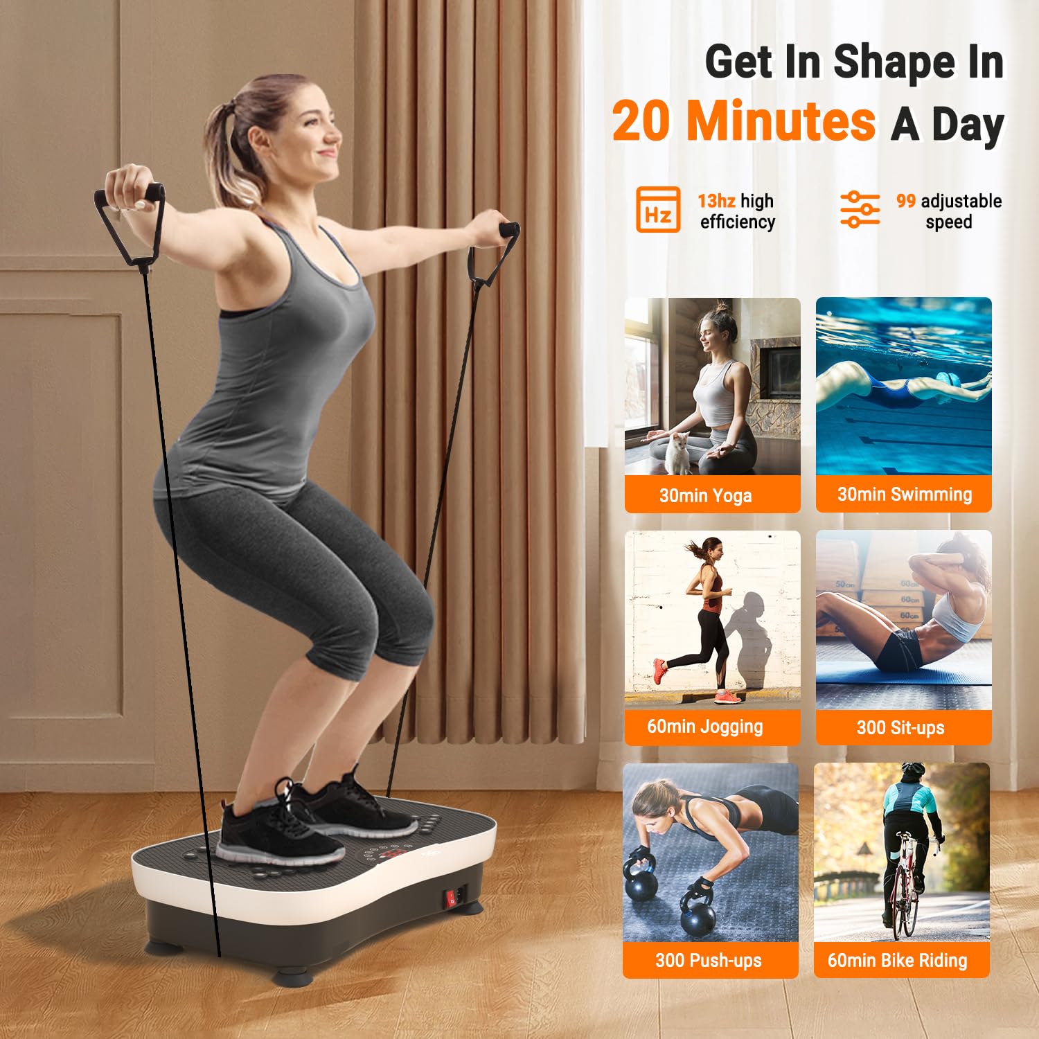 Vibration Plate Exercise Machine with Remote Control - Whole Body Workout for Pain Relief, Lymphatic Drainage & Weight Loss | Includes 3 Resistance Bands | Perfect for Home Gym, Physical Therapy & Fitness Training
