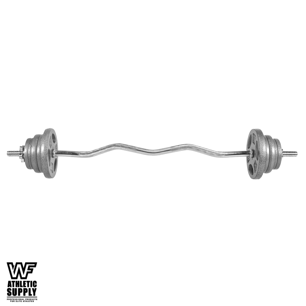 WF Athletic Supply Adjustable Dumbbells Barbell Weight Set - 1-Inch Threaded Chrome Knurled EZ Curl & Straight Bar Handle - Home Gym Strength Training Equipment - Gray Grip Plate Sets for Weight Lifting - Perfect for Full-Body Workouts & Muscle Building at Home