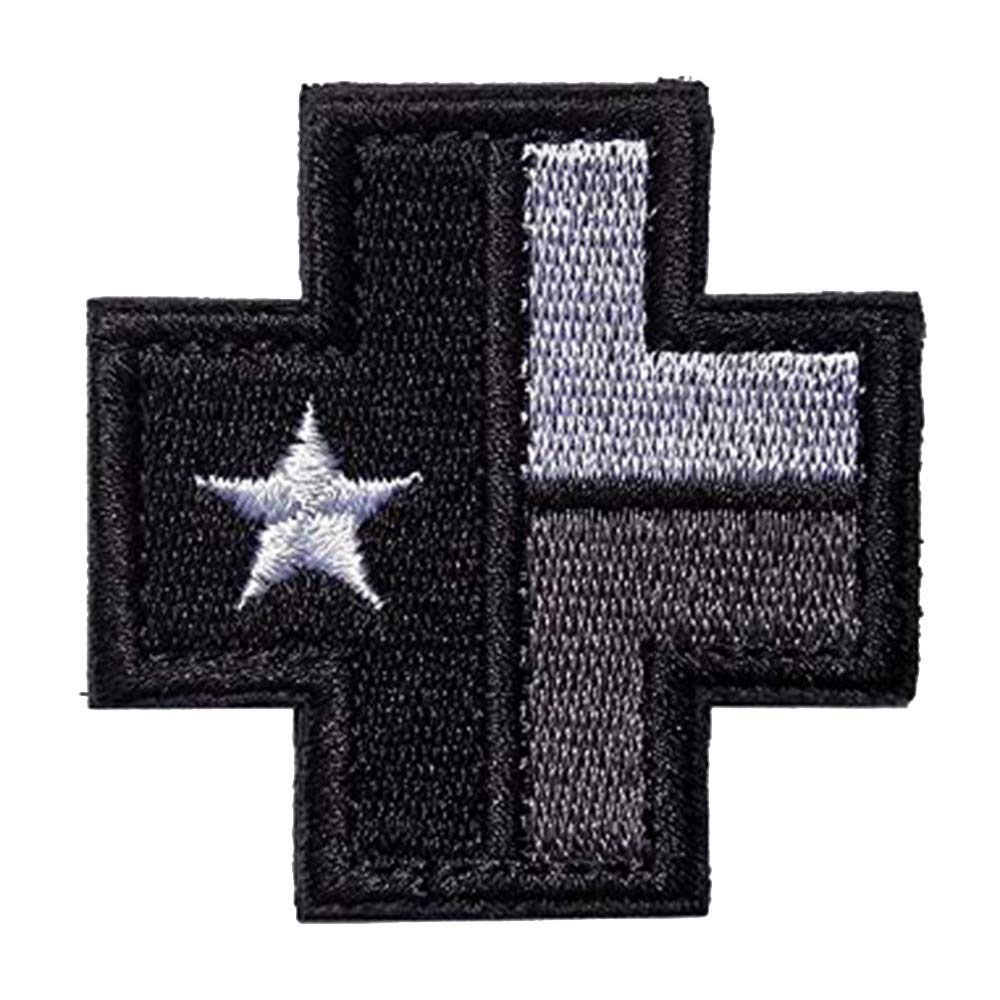 Medic Cross Texas TX State Flag USA Tactical Embroidery Hook & Loop Patch (Black) - Perfect for Military Uniforms, Backpacks, and Tactical Gear Customization