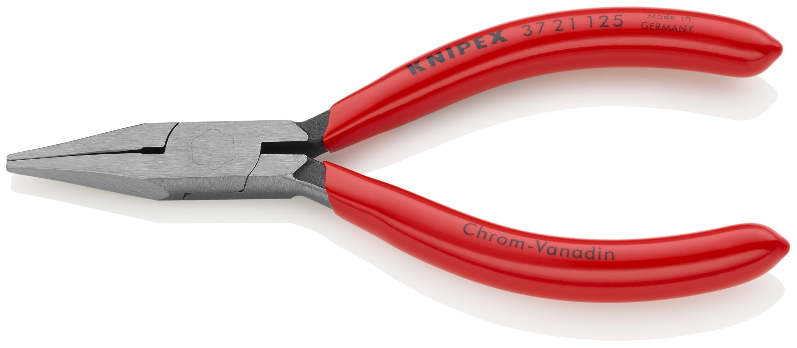 KNIPEX Electronics Gripping Pliers with Flat Pointed Tips - Red & Silver - Precision Tool for Electronics Repair, DIY Projects & Jewelry Making