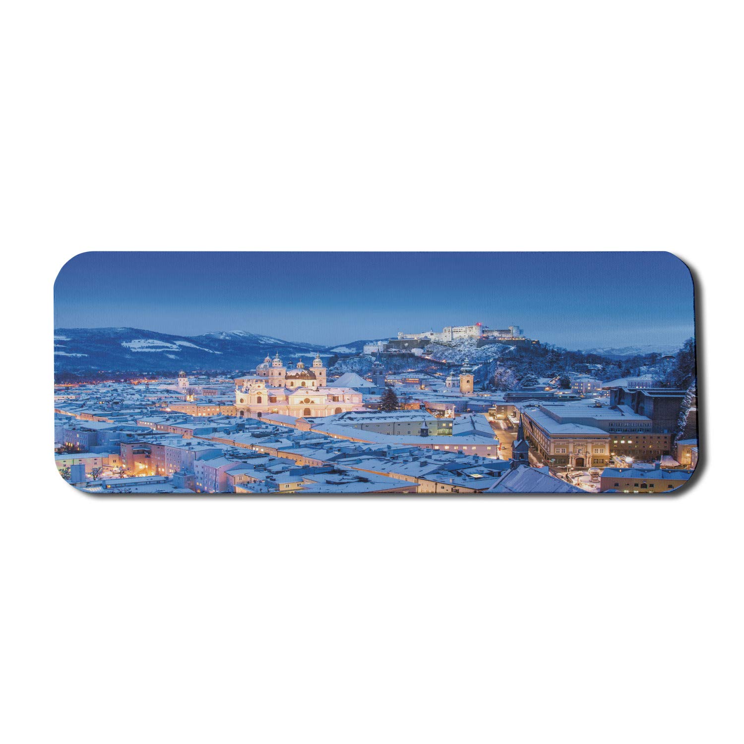 Ambesonne Winter Themed Mouse Pad - Historic Salzburg City View with Hohensalzburg Fortress in Winter Austria - 31