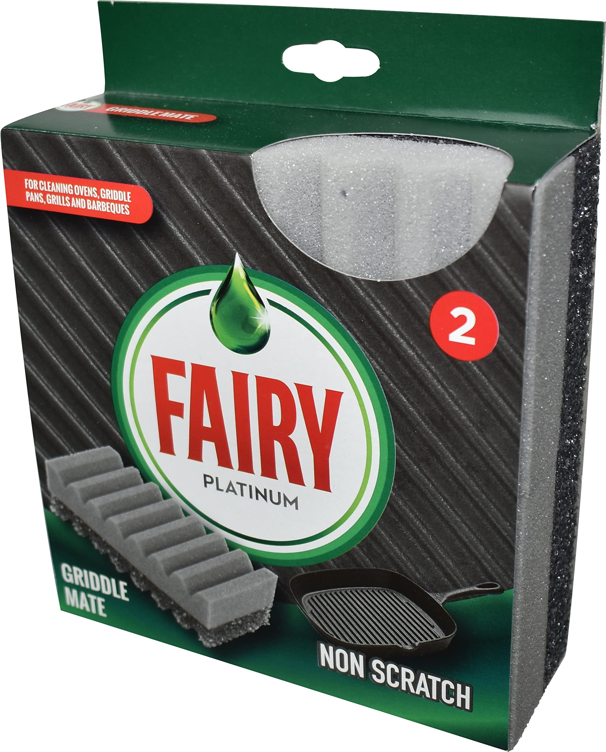 Addis Fairy Platinum Non-Scratch Dual Scourer for Oven Racks, BBQ Grills, Griddle Pans & Plates - Heavy Duty Cleaning Sponge (2-Pack, Grey) - Perfect for Kitchen, Camping & Outdoor Cooking