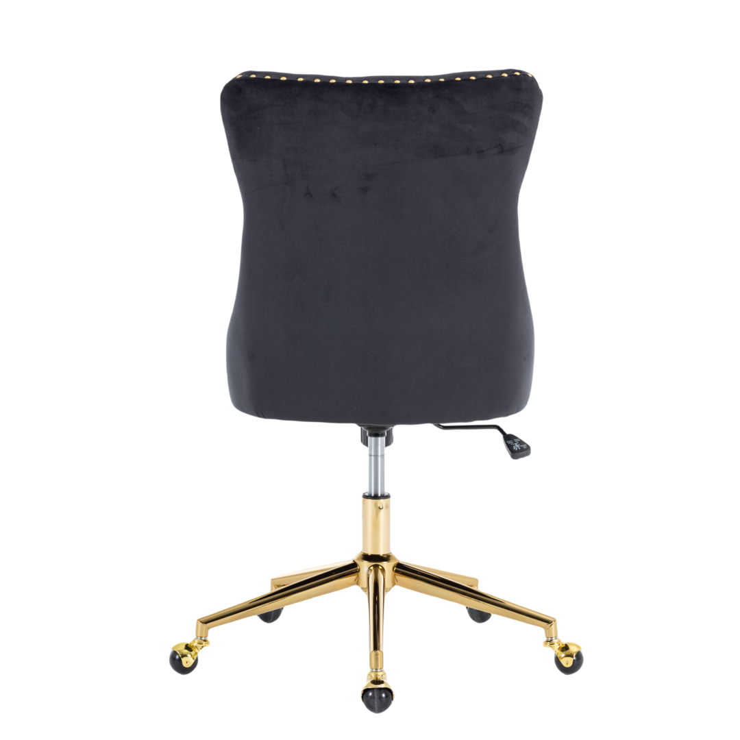 Premium Velvet Home Office Chair - Ergonomic Desk Chair with Lumbar Support, Black - Perfect for Remote Work, Gaming & Study