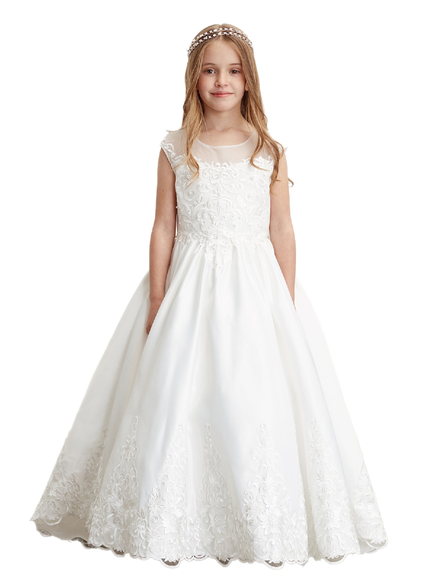 Ivory Oversized Bow Train Communion Dress for Big Girls - Sizes 8 to 16 - Perfect for First Holy Communion, Baptism & Special Occasions