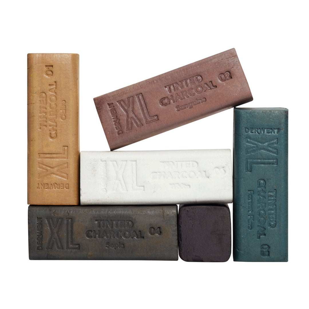 Derwent Tinted Charcoal XL Blocks Set of 6 - Premium Artist Drawing Supplies for Sketching & Shading - Perfect for Professional Artists, Students & Art Enthusiasts