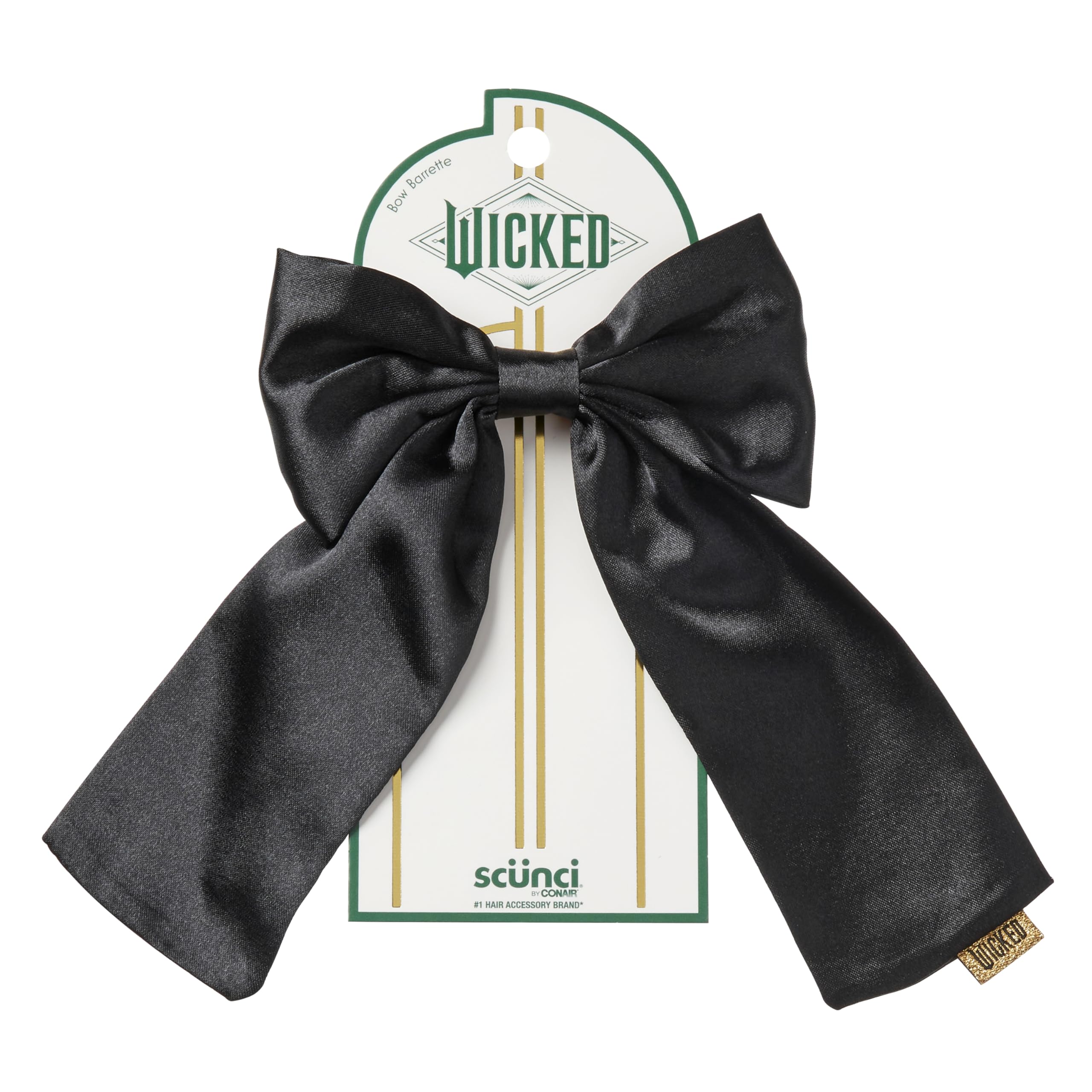 Scunci by Conair Wicked Satin Bow Barrette Hair Clip - Elegant Black Hair Accessories for Women & Girls - Perfect for Parties, Weddings & Everyday Style