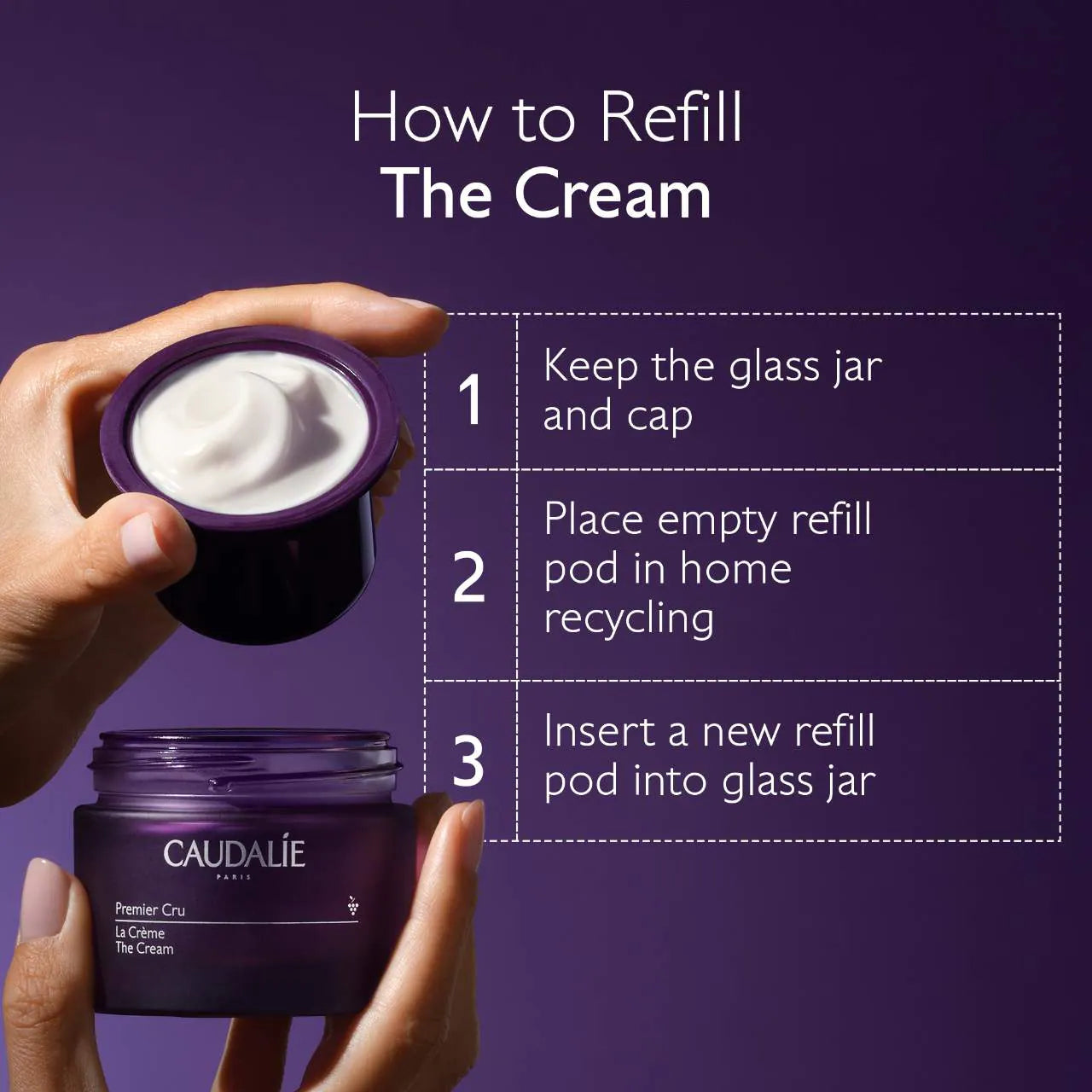 Caudalie Premier Cru The Cream Refill 50ml - Anti-Aging Face Moisturizer for Dry Skin - Luxury Skincare for Night & Day Use