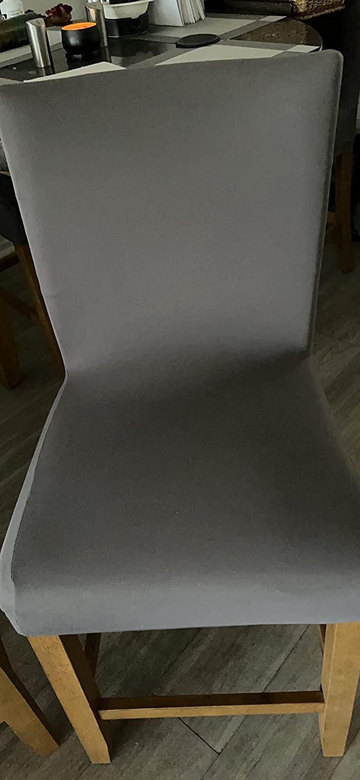 Stretch Washable Bar Stool Covers Set of 4 - Counter Height Seat Covers for Kitchen, Dining Room & Cafe - Pure Grey - Perfect for Home Decor & Restaurant Use