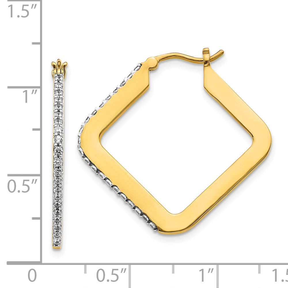 18K Gold Plated Diamond Square Hoop Earrings for Women - Elegant Fashion Jewelry Gift (Model EM4251 050 YA) - Perfect for Parties, Weddings & Everyday Wear