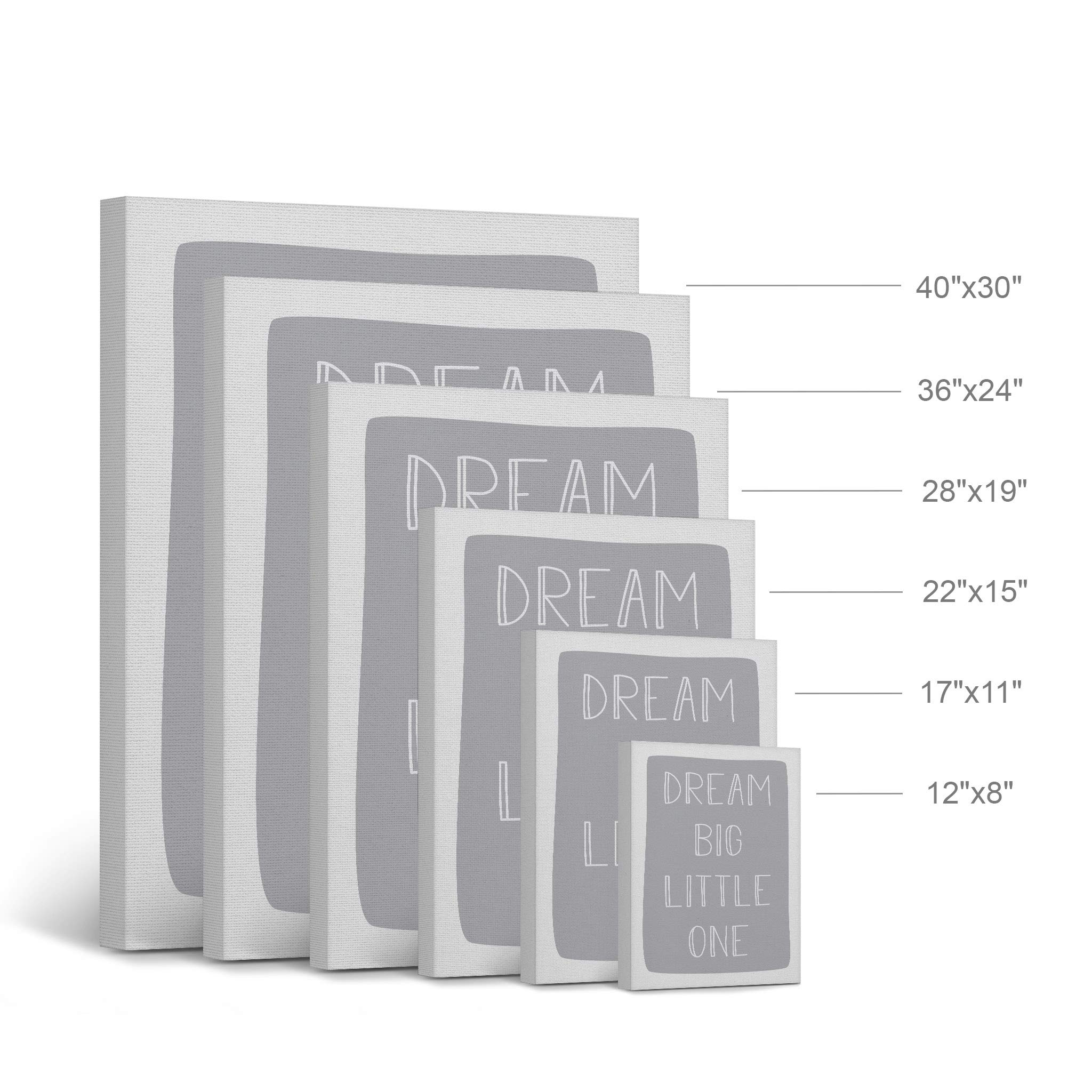 Dream Big Little One Lettering Blue Background Canvas Print - Kids Room Decor, Nursery Wall Art, Baby Room Decor - Ready to Hang 17x11 - Made in USA | Perfect for Nursery, Bedroom & Playroom Decorations