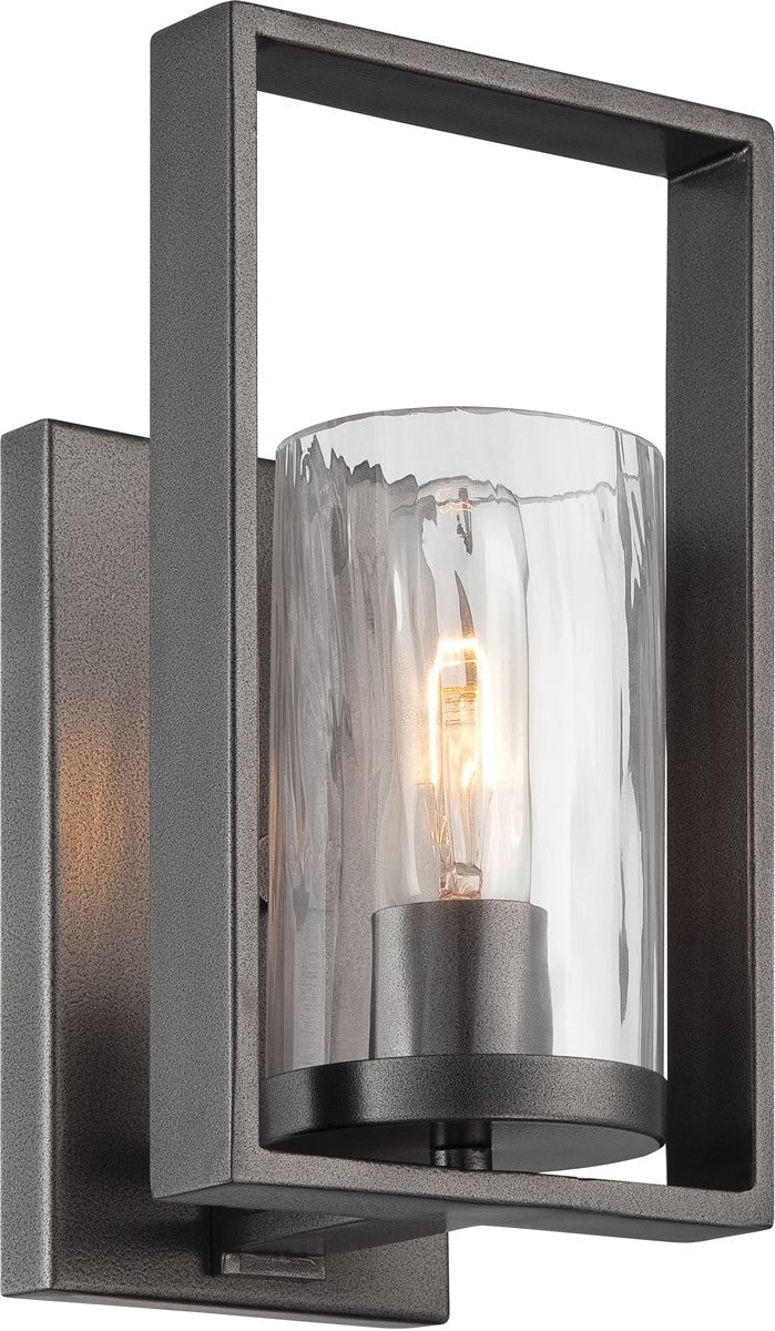 11H Elements Single Light Wall Lantern in Charcoal Finish - Outdoor Porch Lighting for Patio, Garden & Entryway