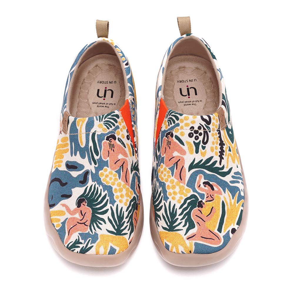 UIN Women's Slip On Sneakers - Comfortable Knit Loafers with Artistic Painting | Soft Walking Shoes for Casual Wear, Travel & Everyday Use