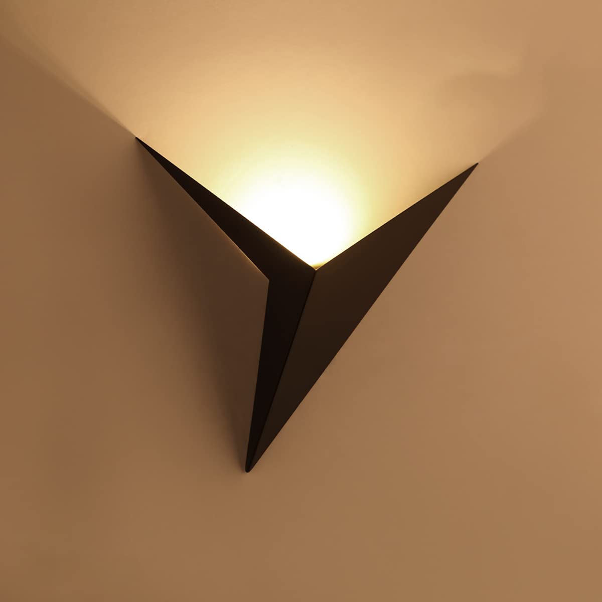 Modern Black LED Triangular Wall Light - 3W Indoor/Outdoor Wrought Iron Lamp with Adjustable Color Temperature & IP65 Waterproof - Perfect for Bedroom, Living Room, Patio, and Garden Lighting