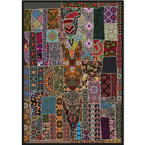 Vintage Boho Floral Patchwork Area Rug - Soft Non-Skid Bohemian Carpet for Bedroom, Living Room, Kitchen Runner (2'x9', Dark Brown) | Perfect for Indoor/Outdoor Use in Home, Courtyard & Door Mats