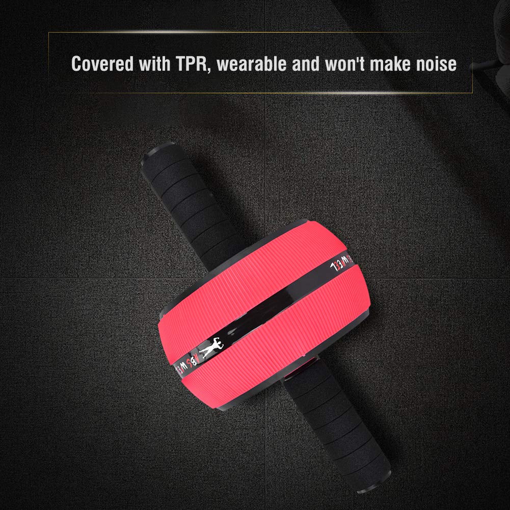 Akozon Ab Wheel Roller - Core Workout Equipment for Home Gym | Abdominal Exercise Wheel with Training Pad | Fitness Equipment for Men & Women | Perfect for Strength Training and Abs Workouts (Red)