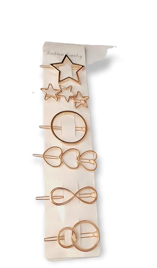Trexee Large Metal Hair Clips - Golden Silver Bronze Butterfly Hair Accessories for Women & Girls (Pack of 8) | Moon, Triangle, Circle Hair Pins for Thick Hair Styling - Perfect for Weddings, Parties & Everyday Use