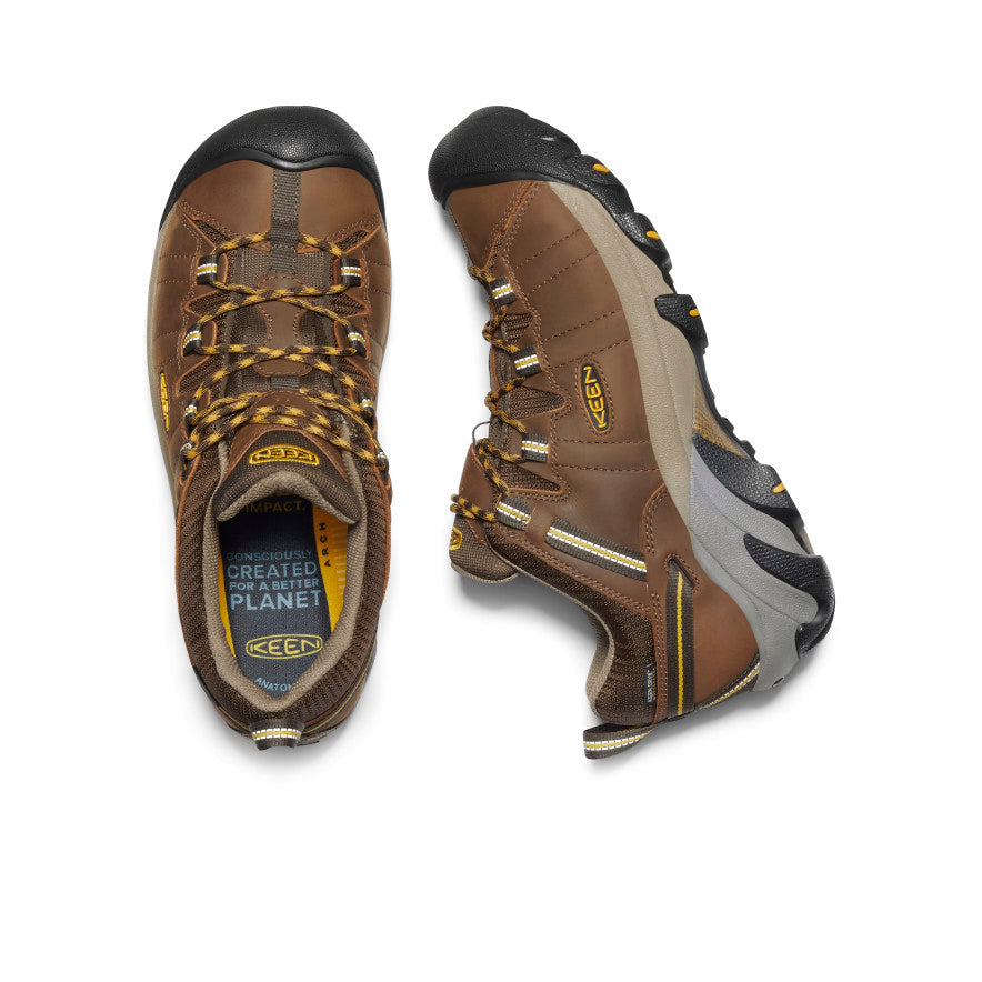 Men's KEEN Targhee II Waterproof Hiking Boots - Wide Width, Cascade Brown/Golden Yellow | Outdoor Trekking & Trail Running Shoes for Men