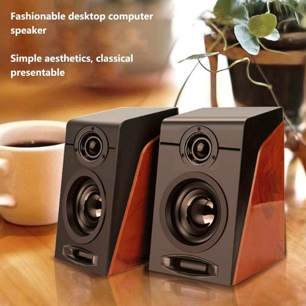 USB Powered Computer Speakers with Mini Bass, Desktop & Laptop Gaming Loudspeaker Box for Home, Office, School, and Online Meetings