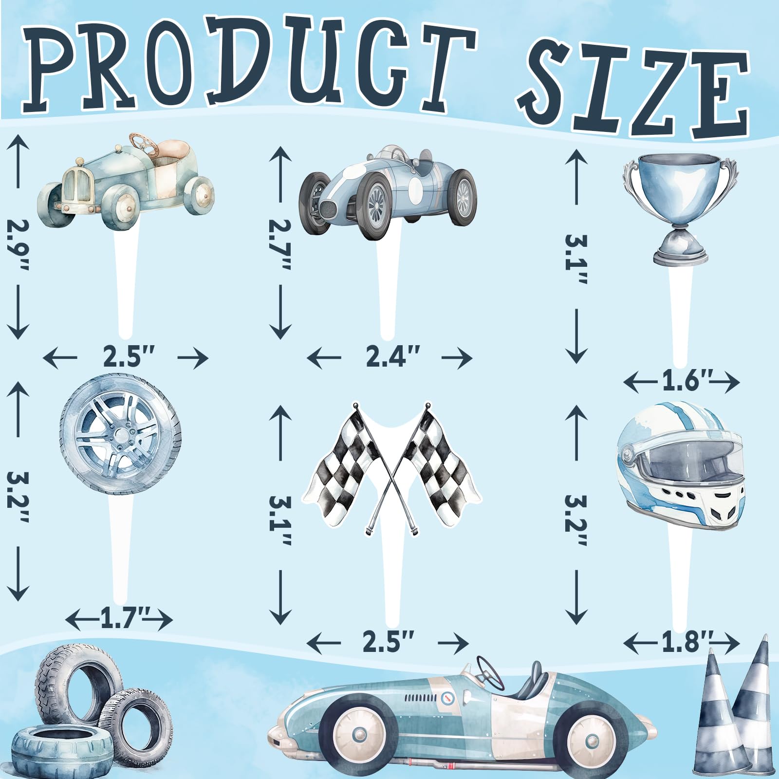 36 Pcs Race Car Cupcake Toppers - Racing Car Party Decorations for Birthday, Baby Shower & Cake Decor - Perfect for Race Car Themed Events, Kids Parties & Dessert Displays