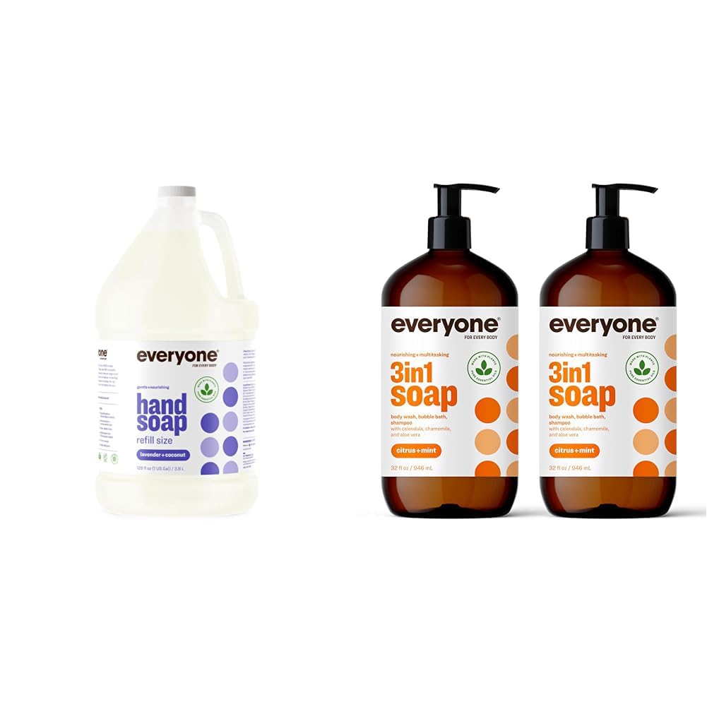 Everyone Liquid Hand Soap Refill, 1 Gallon (128 oz) - Lavender Coconut & Citrus Mint Scent, Plant-Based Cleanser with Pure Essential Oils | 3-in-1 Multipurpose Soap for Hand Wash, Body Wash, Bubble Bath & Shampoo | Eco-Friendly for Home, Kitchen, Bathroom & Office Use